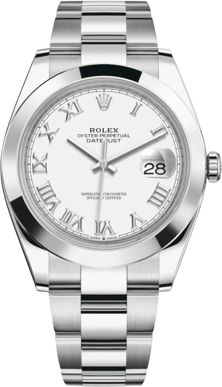 Rolex,Datejust 41 41mm,41mm,Stainless Steel,White,Automatic,Day,70hours,126300,126300-0015
