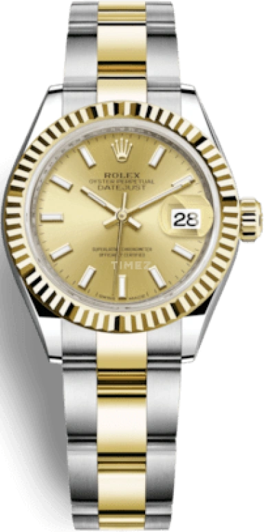 Rolex,Lady-Datejust 28mm,28mm,Yellow Gold,Stainless Steel,Champagne,Automatic,Day,55hours,279173,279173-0002