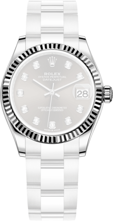 Rolex,Datejust 31 31mm,31mm,White Gold,Stainless Steel,Grey,Automatic,Day,55hours,278274,278274-0007
