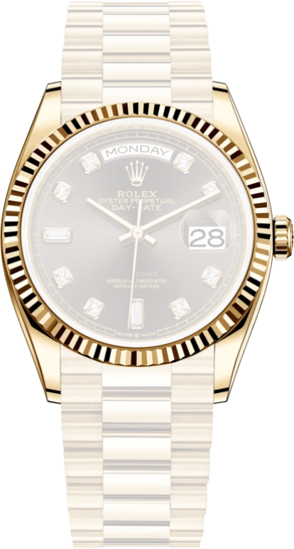 Rolex,Day-Date 36 36mm,36mm,Yellow Gold,Grey,Automatic,Date,Day,128238,128238-0022