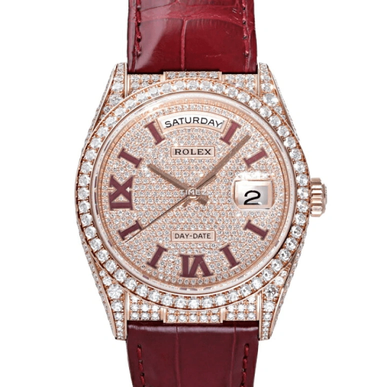 Rolex,Day-Date 36 36mm,36mm,Rose Gold,Silver,Automatic,Date,Day,128155RBR,128155RBR-0002