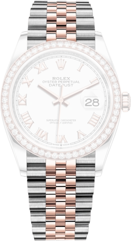 Rolex,Datejust 36 36mm,36mm,Rose Gold,Stainless Steel,White,Automatic,Day,70hours,126281RBR,126281RBR-0003