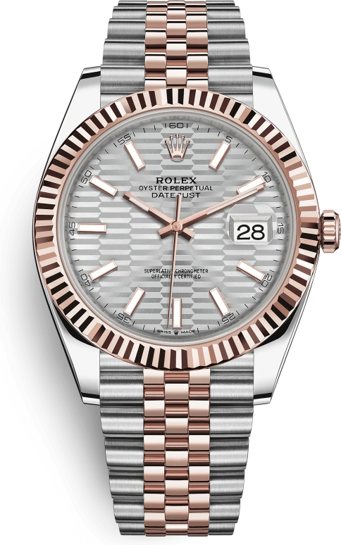 Rolex,Datejust 41 41mm,41mm,Rose Gold,Stainless Steel,Silver,Automatic,Day,70hours,126331,126331-0018