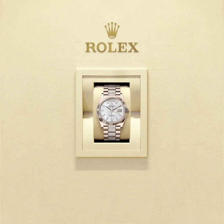 Rolex,Day-Date 36 36mm,36mm,Everose Gold,Silver White,Automatic,Date,Day,128235,128235-0079