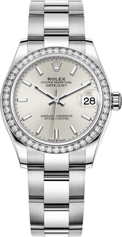Rolex,Datejust 31 31mm,31mm,White Gold,Stainless Steel,Silver,Automatic,Day,55hours,278384RBR,278384RBR-0015