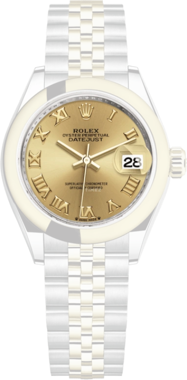 Rolex,Lady-Datejust 28mm,28mm,Yellow Gold,Oystersteel,Champagne,Automatic,Day,55hours,279163,279163-0009