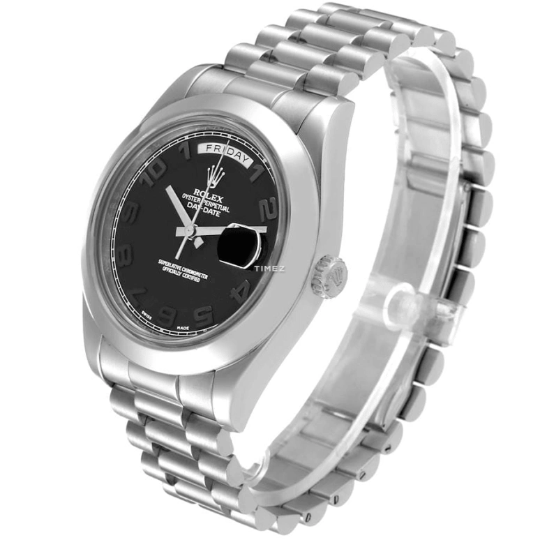 Rolex,Day-Date II 41mm,41mm,Platinum,Black,Automatic,Date,Day,218206,218206-0003