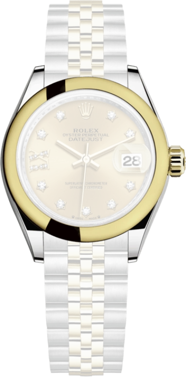 Rolex,Lady-Datejust 28mm,28mm,Yellow Gold,Stainless Steel,Champagne,Automatic,Day,55hours,279163,279163-0022