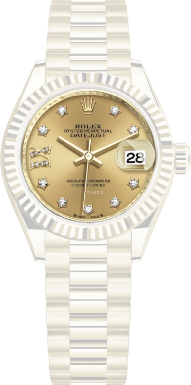 Rolex,Lady-Datejust 28mm,28mm,Yellow Gold,Champagne,Automatic,Day,55hours,279178,279178-0013