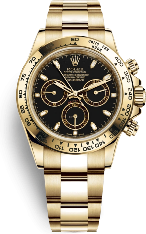 Rolex,Daytona 40mm,40mm,Yellow Gold,Black,Automatic,Chronograph,Column Wheel,116508,116508-0004