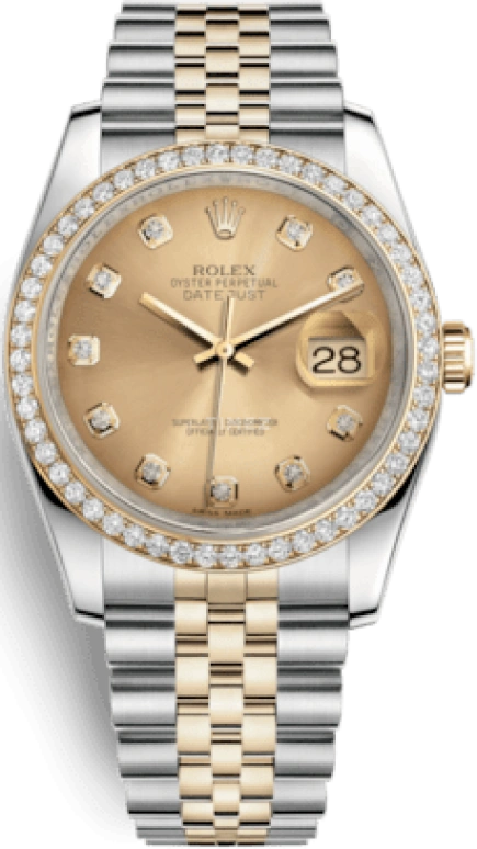 Rolex,Datejust 36 36mm,36mm,Yellow Gold,Oystersteel,Champagne,Automatic,Day,48hours,116243,116243-0005