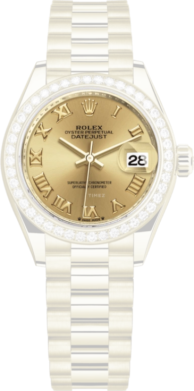 Rolex,Lady-Datejust 28mm,28mm,Yellow Gold,Champagne,Automatic,Day,48hours,279138RBR,279138RBR-0021