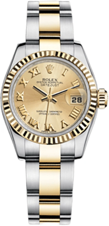 Rolex,Lady-Datejust 26mm,26mm,Yellow Gold,Oystersteel,Champagne,Automatic,Day,48hours,179173,179173-0186