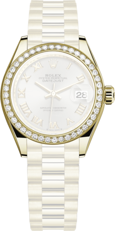 Rolex,Lady-Datejust 28mm,28mm,Yellow Gold,Silver,Automatic,Day,55hours,279138RBR,279138RBR-0017