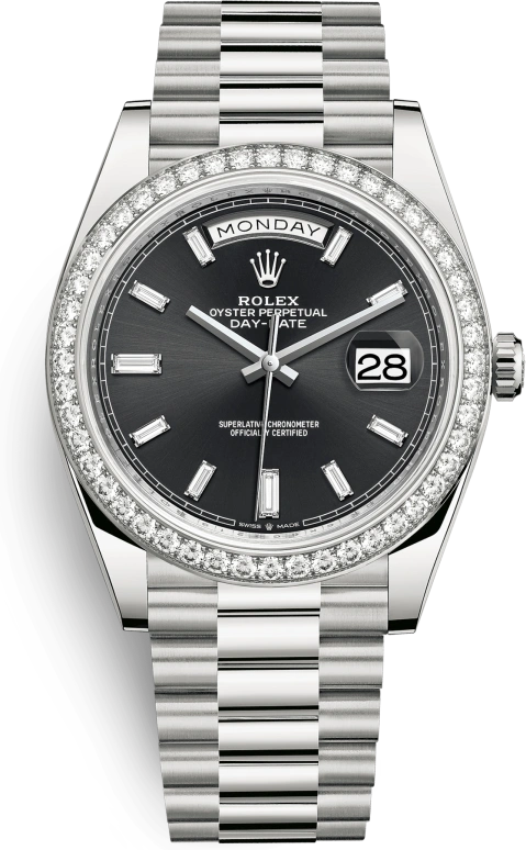 Rolex,Day-Date 40 40mm,40mm,White Gold,Black,Automatic,Date,Day,228349RBR,228349RBR-0003