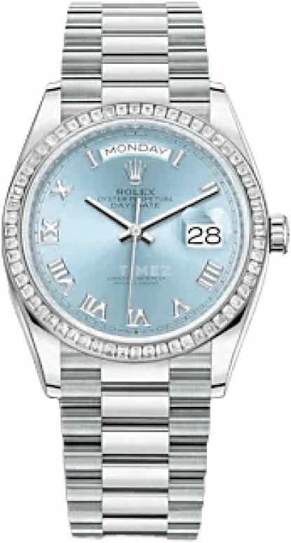 Rolex,Day-Date 36 36mm,36mm,Platinum,Ice Blue,Automatic,Date,Day,128396TBR,128396TBR-0002