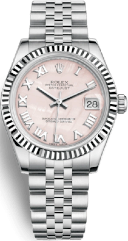 Rolex,Datejust 31 31mm,31mm,White Gold,Stainless Steel,Pink,Automatic,Day,48hours,178274,178274-0044