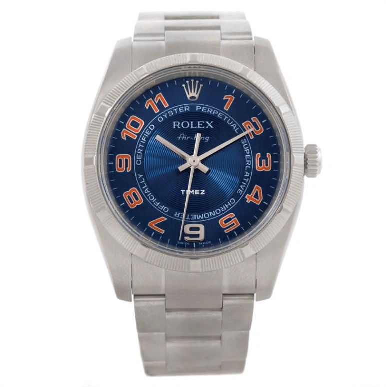 Rolex,Air King 34mm,34mm,Stainless Steel,Blue,Automatic,48hours,In-house Caliber,114210BLAO