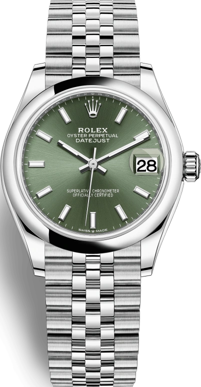 Rolex,Datejust 31 31mm,31mm,Stainless Steel,Green,Automatic,Day,55hours,278240,278240-0012
