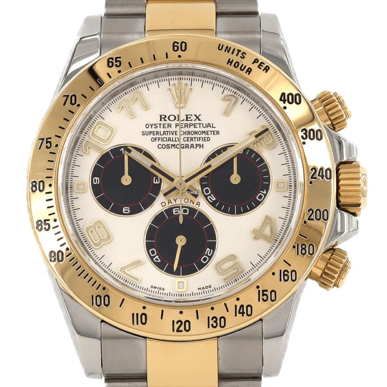 Rolex,Daytona 40mm,40mm,Stainless Steel,Yellow Gold,White,Black,Automatic,Chronograph,72hours,116523 Ivory