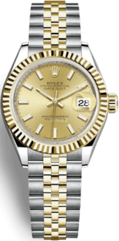 Rolex,Lady-Datejust 28mm,28mm,Yellow Gold,Stainless Steel,Champagne,Automatic,Day,55hours,279173,279173-0001