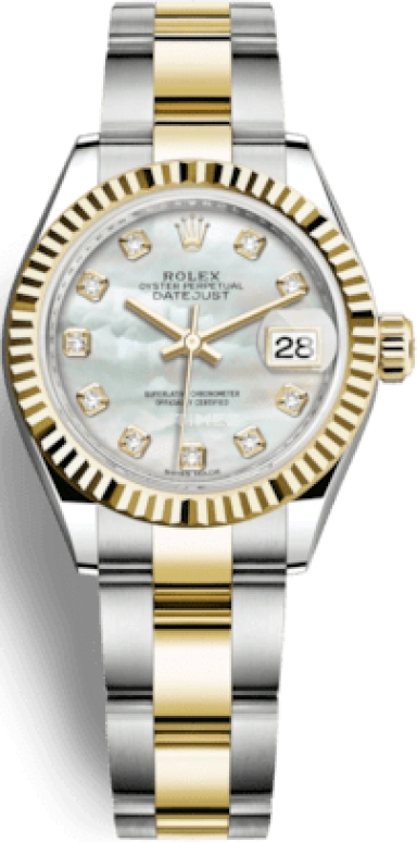Rolex,Lady-Datejust 28mm,28mm,Yellow Gold,Stainless Steel,White,Automatic,Day,55hours,279173,279173-0014