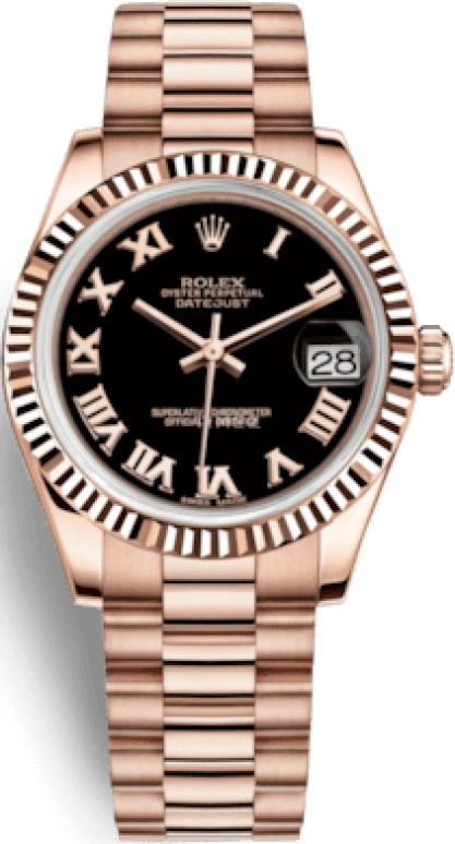 Rolex,Datejust 31 31mm,31mm,Rose Gold,Black,Automatic,Day,48hours,178275F,178275F-0030
