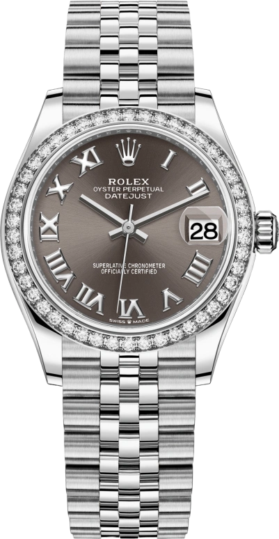 Rolex,Datejust 31 31mm,31mm,White Gold,Stainless Steel,Grey,Automatic,Day,55hours,278384RBR,278384RBR-0026