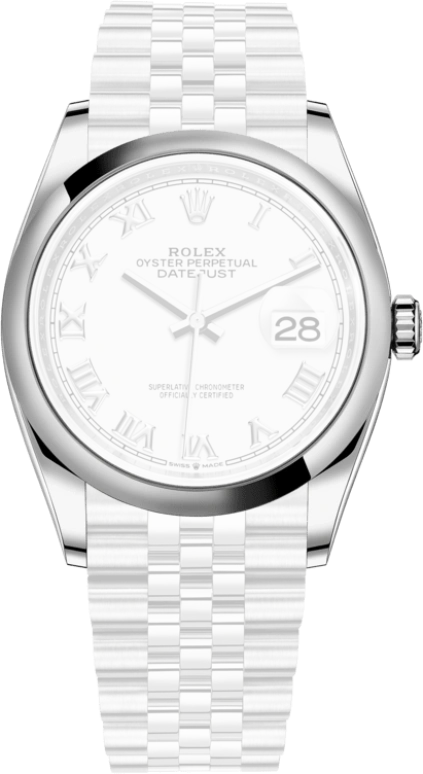 Rolex,Datejust 36 36mm,36mm,Stainless Steel,White,Automatic,Day,70hours,126200,126200-0007