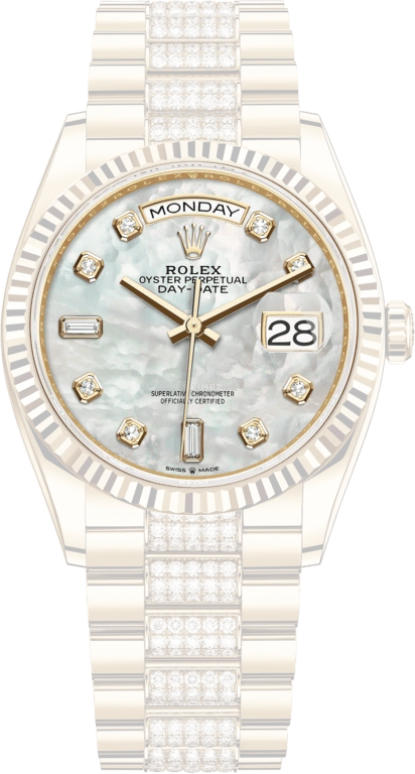 Rolex,Day-Date 36 36mm,36mm,Yellow Gold,White,Silver,Automatic,Date,Day,128238,128238-0032