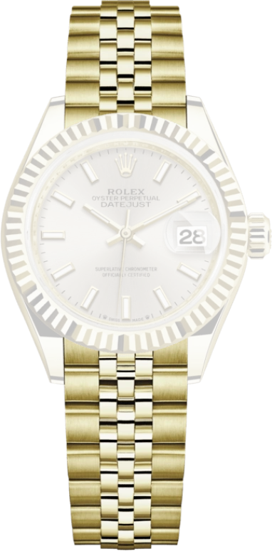 Rolex,Lady-Datejust 28mm,28mm,Yellow Gold,Silver,Automatic,Day,55hours,279178,279178-0006