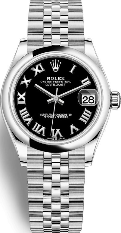 Rolex,Datejust 31 31mm,31mm,Stainless Steel,Black,Automatic,Day,55hours,278240,278240-0002