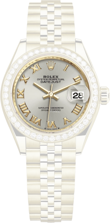 Rolex,Lady-Datejust 28mm,28mm,Yellow Gold,Silver,Automatic,Day,55hours,279138RBR,279138RBR-0018