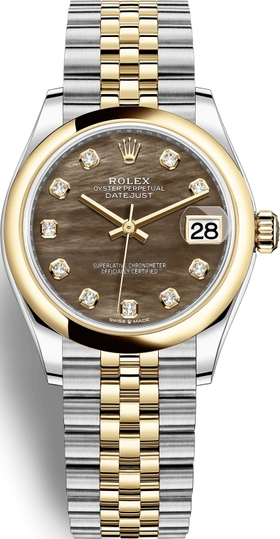 Rolex,Datejust 31 31mm,31mm,Yellow Gold,Stainless Steel,Black,Automatic,Day,55hours,278243,278243-0024