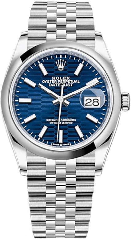 Rolex,Datejust 36 36mm,36mm,Stainless Steel,Blue,Automatic,Day,70hours,126200,126200-0021