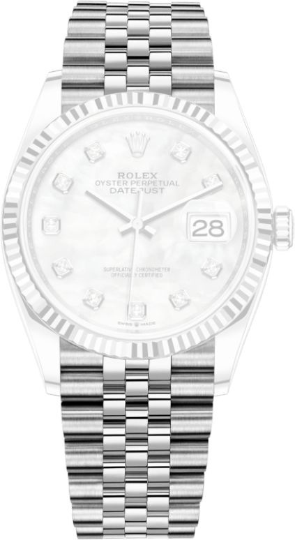 Rolex,Datejust 36 36mm,36mm,White Gold,Oystersteel,White,Automatic,Day,70hours,126234,126234-0019