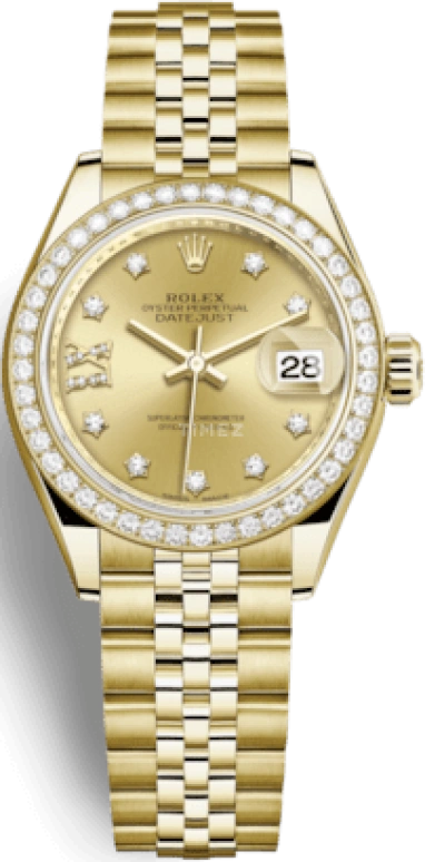 Rolex,Lady-Datejust 28mm,28mm,Yellow Gold,Champagne,Automatic,Day,55hours,279138RBR,279138RBR-0007