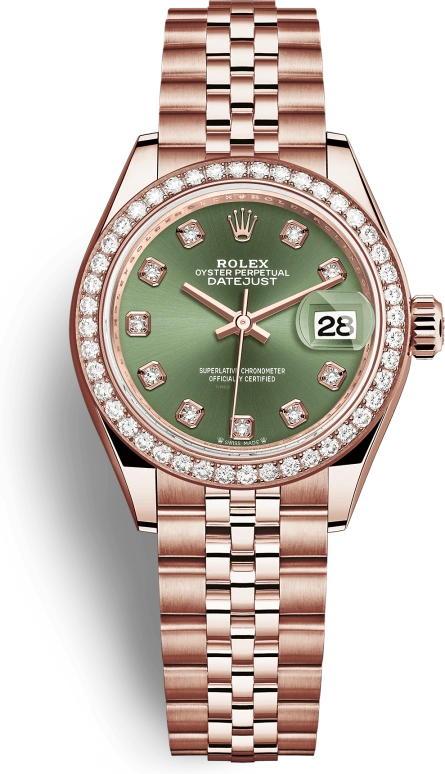 Rolex,Lady-Datejust 28mm,28mm,Rose Gold,Green,Automatic,Day,55hours,279135RBR,279135RBR-0015