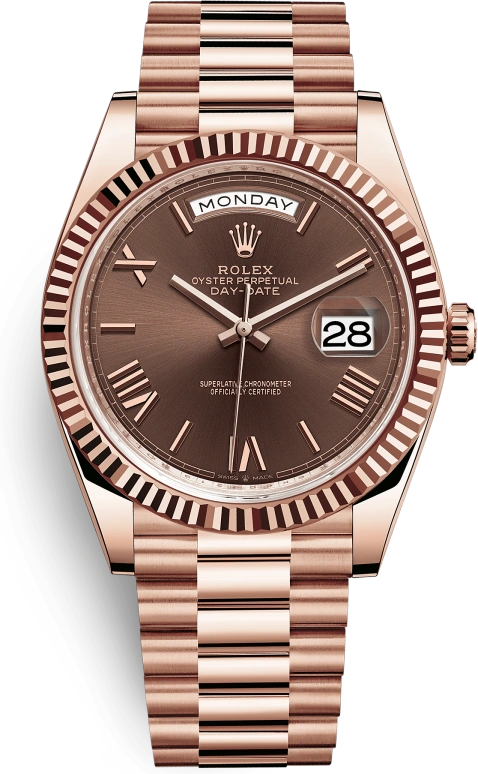 Rolex,Day-Date 40 40mm,40mm,Rose Gold,Brown,Automatic,Date,Day,228235,228235-0002