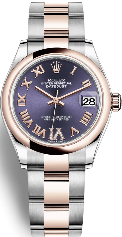 Rolex,Datejust 31 31mm,31mm,Rose Gold,Stainless Steel,Purple,Automatic,Day,55hours,278241,278241-0019
