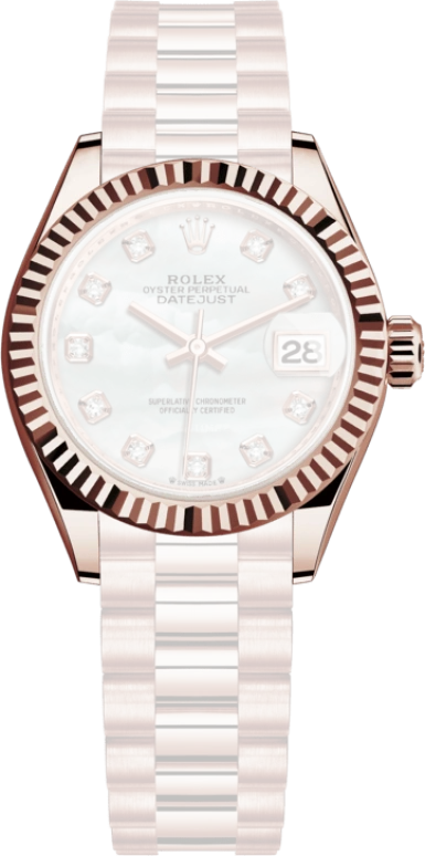 Rolex,Lady-Datejust 28mm,28mm,Everose Gold,White,Automatic,Day,55hours,279175,279175-0017