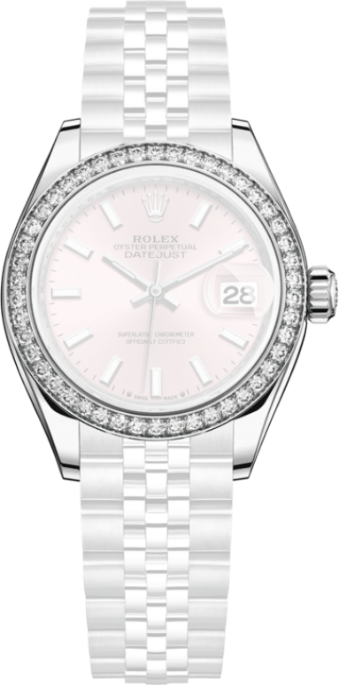 Rolex,Lady-Datejust 28mm,28mm,White Gold,Stainless Steel,Pink,Automatic,Day,55hours,279384RBR,279384RBR-0001