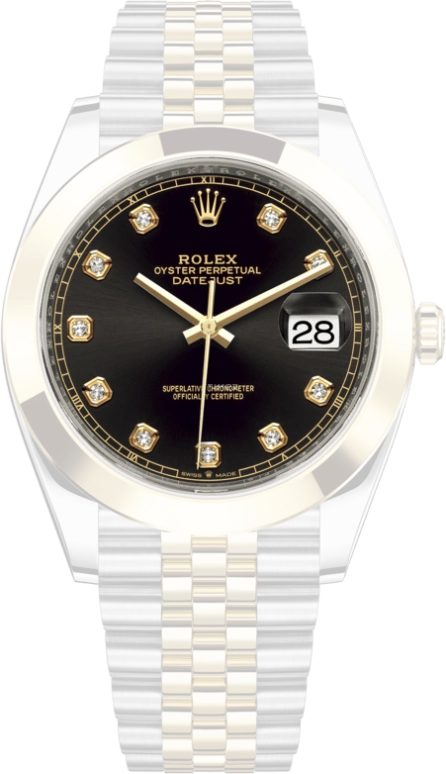 Rolex,Datejust 41 41mm,41mm,Yellow Gold,Stainless Steel,Black,Automatic,Day,70hours,126303,126303-0006