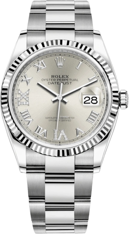 Rolex,Datejust 36 36mm,36mm,White Gold,Oystersteel,Silver,Automatic,Day,70hours,126234,126234-0030