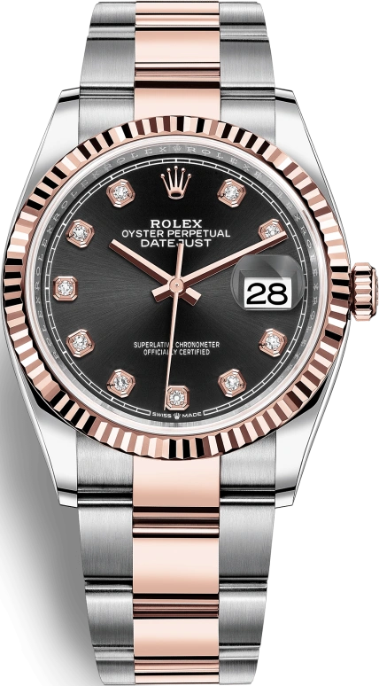 Rolex,Datejust 36 36mm,36mm,Oystersteel,Everose Gold,Black,Automatic,Day,70hours,126231,126231-0020