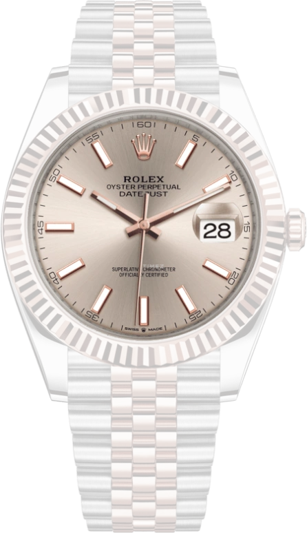 Rolex,Datejust 41 41mm,41mm,Rose Gold,Stainless Steel,Pink,Automatic,Day,70hours,126331,126331-0010