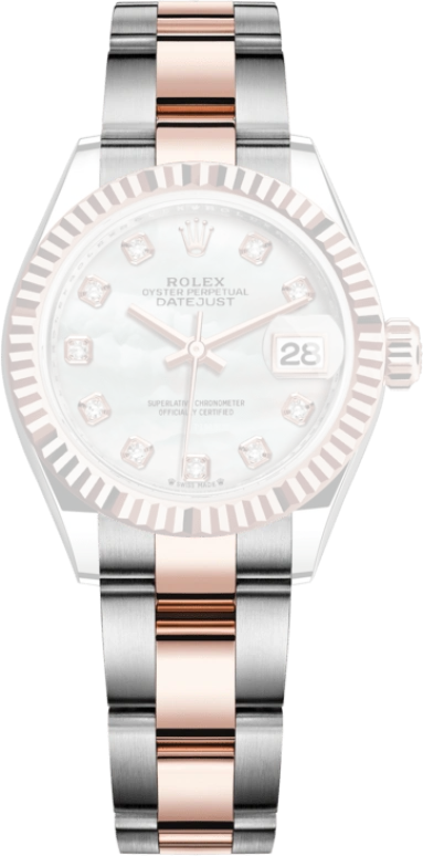 Rolex,Lady-Datejust 28mm,28mm,Rose Gold,Stainless Steel,White,Automatic,Day,55hours,279171,279171-0014