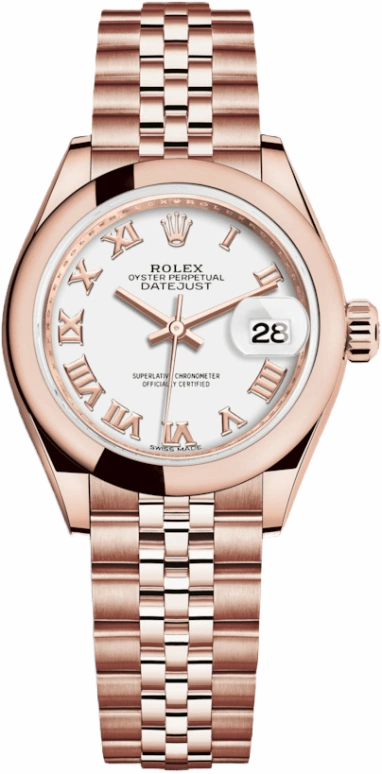 Rolex,Lady-Datejust 28mm,28mm,Rose Gold,White,Automatic,Day,55hours,279165,279165-0022