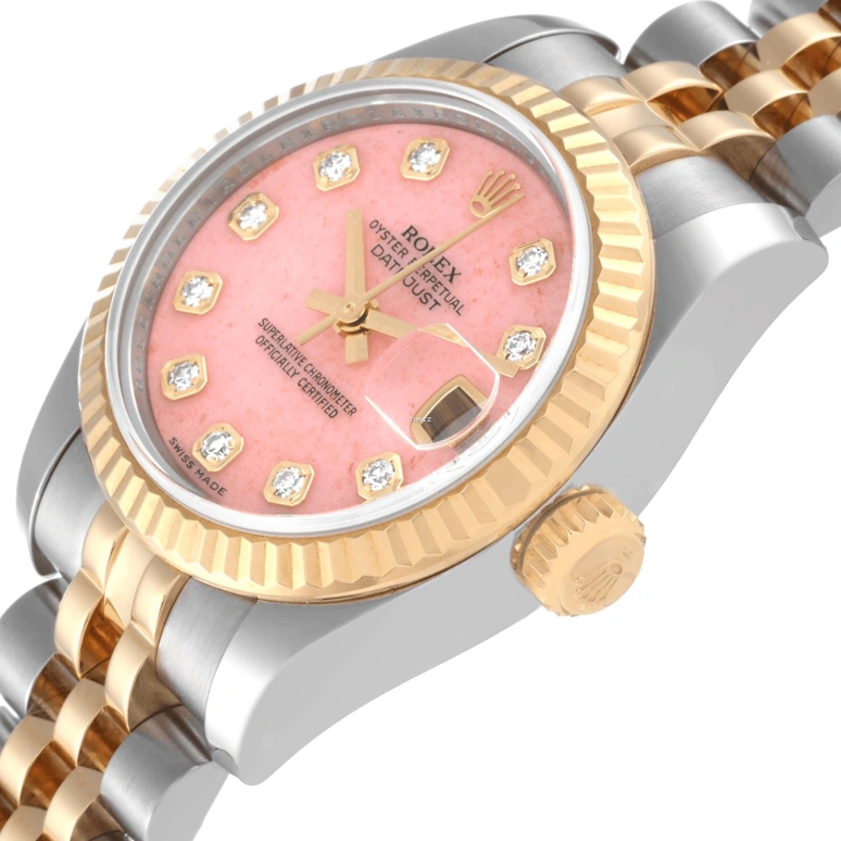Rolex,Lady-Datejust 26mm,26mm,Yellow Gold,Stainless Steel,Pink,Automatic,Day,48hours,179173,179173-63133PINK