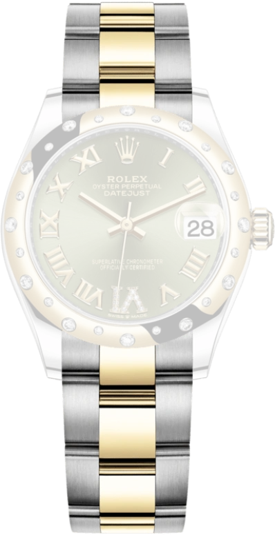 Rolex,Datejust 31 31mm,31mm,Yellow Gold,Stainless Steel,Green,Automatic,Day,55hours,278343RBR,278343RBR-0015
